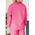 thumbnail image 2 of Bonbon Pink Textured V Neck Top and Wide Leg Pants Set for Women | [ZhiHiMeRi] | (US 4-6)S, 2 of 12