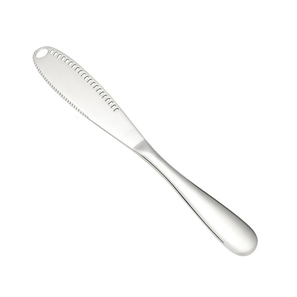 Kearding Cuchillo esparcidor de mantequilla plateado de primera calidad, duradero y confiable, ranurado para untar fácilmente el cuchillo de Cocina y Comedor Plata