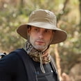thumbnail image 5 of Muryobao Men Sun Hat Summer Wide Brim UPF 50+ Breathable Boonie Hats Waterproof Foldable Safari Cap Khaki, 5 of 7