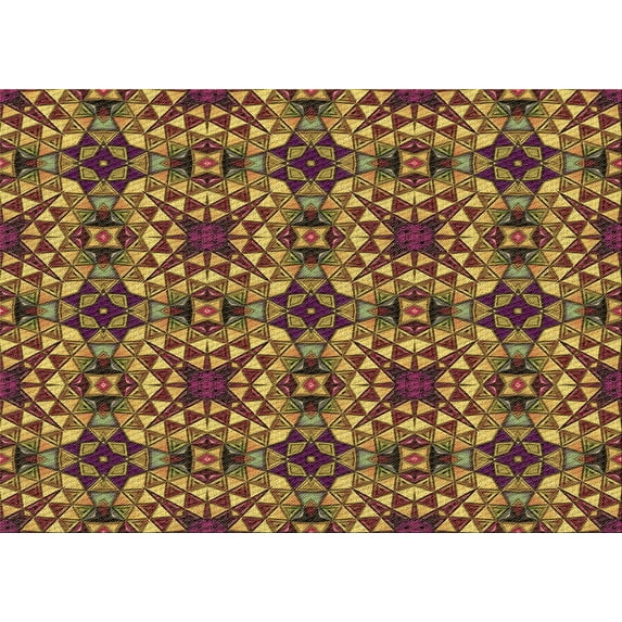 Ahgly Company Indoor Rectangle Patterned Orange Gold Area Rugs, 6' x 9'