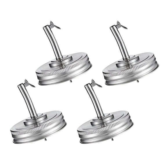 ACDANC 4 Pcs Stainless Steel Nozzle Pour Spout Lid Liquor Pourers Mason Jars Long Mouth Lids