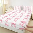 thumbnail image 3 of Homewish Dreamy Pink Bow Bed Sheets,Lovely Bowtie Bowknot King Sheets,Pink White Sheet Set For Teens,Breathable Home Decor,4 Pieces, 3 of 7