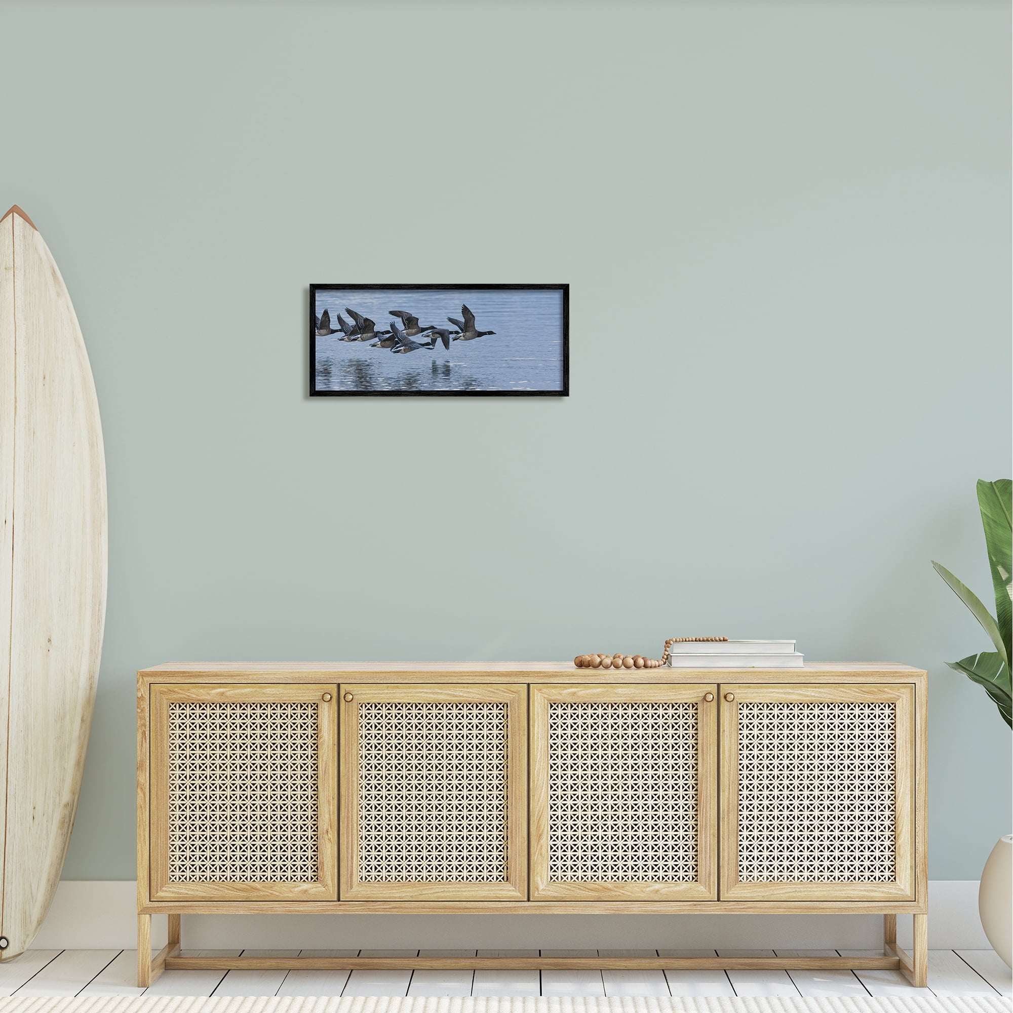 Stupell Industries Flying Geese Wings Flapping Calm Ocean Water Framed Wall Art, 24 x 10, Design by Amy Brinkman