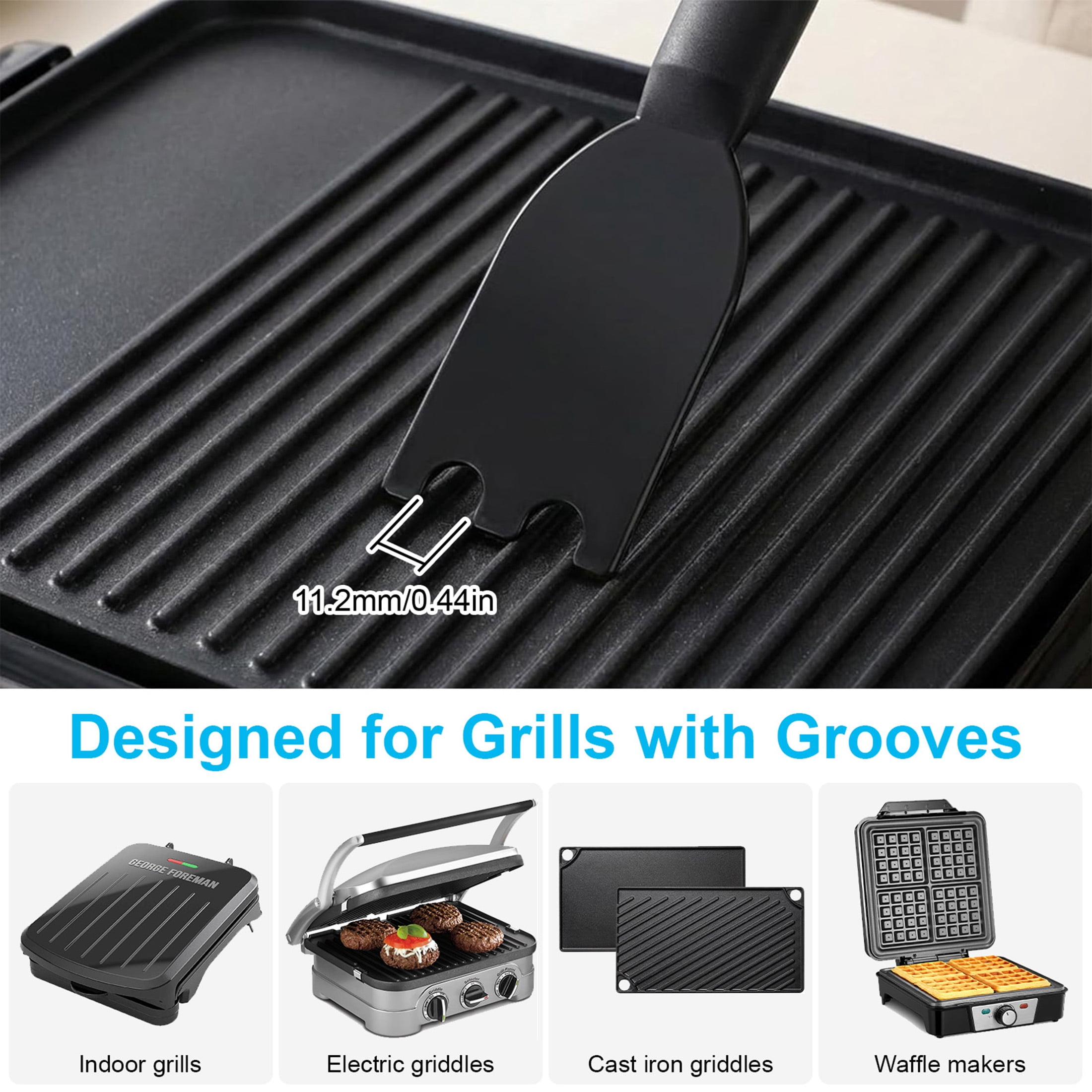 2pcs Grill Cleaning Sponge Brush and 2pcs Scraper Set, EEEkit Cleaner Tool with Ergonomic Handle for Panini Grill Press