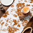 thumbnail image 3 of Table Runners 120 Inches Long Dress Scarves, Rustic Flowers Farmhouse Coffee/Dining/Kitchen Table Decor Table Runner for Living Room, Orange Pastoral Botanical Vintage Floral Leaves 13x120 Inch, 3 of 9