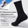 thumbnail image 5 of 6 Pairs Men's Dress Socks Thin Black Cotton Crew Socks for Men Seamless Toe Classic Ribbed Cuff, 5 of 6