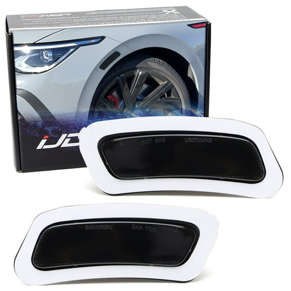 Black Smoked Reflective Lens Front Bumper Side Marker Lens For Volkswagen 2022-up MK8 Golf/GTI, Replace OEM Amber Reflector Assy