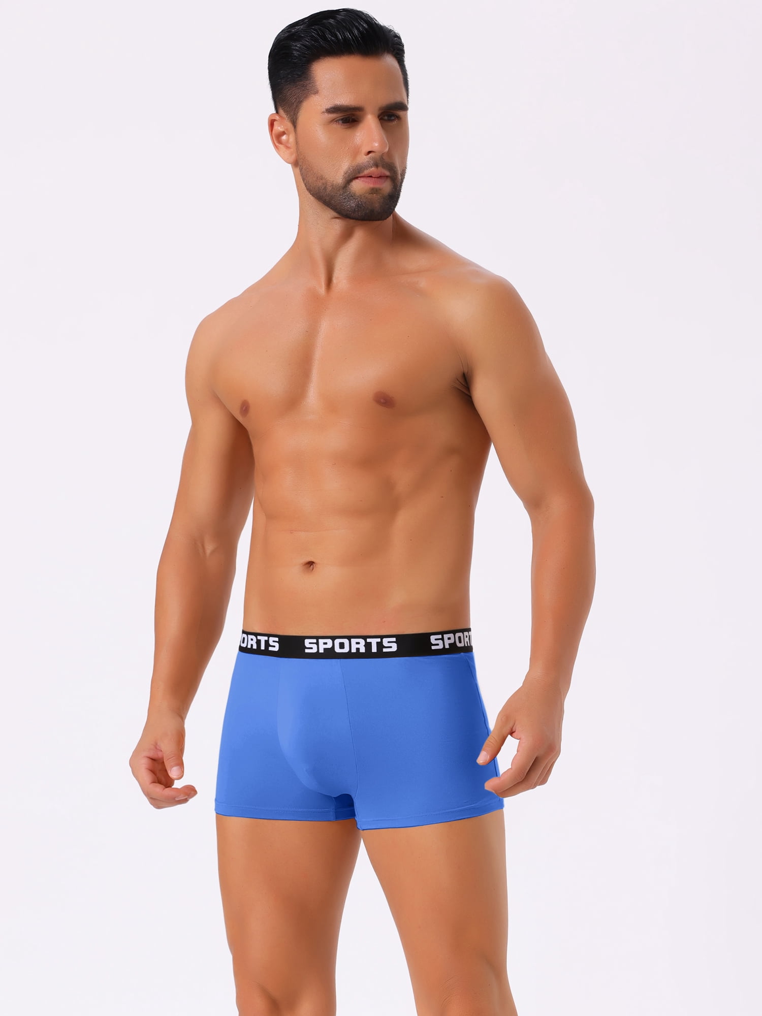 DARING DIVA Men's Lightweight Short Leg Stretch Boxer Briefs 32 Royal Blue