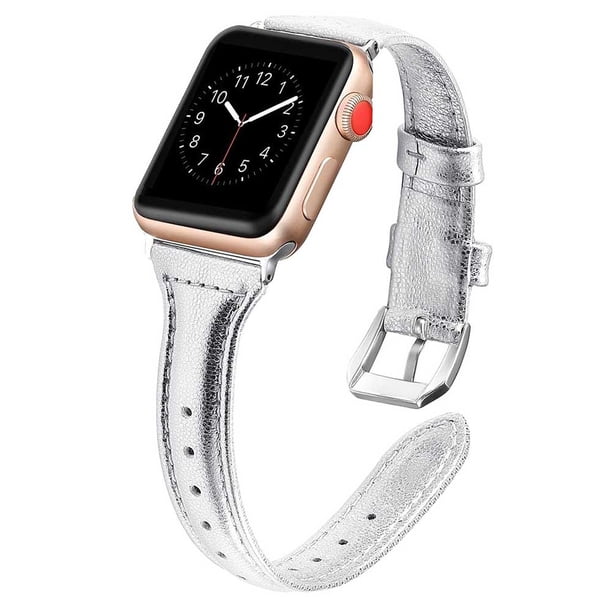 Correas de cuero compatibles con Apple Watch 38 mm-40 mm / 42 mm-44 mm, correa de cuero de grano superior pulsera delgada y delgada para iWatch Series 5/4/3/2/1 Adepaton 2033273-9