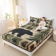 thumbnail image 4 of Homewish Woodland Animal Bear Twin Sheet Sets,Rustic Pine Cone Twin Fitted Sheet,Beige Black Green Flat Sheet For Men Women,Super Cozy Room Decor,3 Pieces, 4 of 7