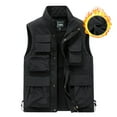 thumbnail image 2 of Men's Fleece Vests Utility Travel Cargo Waistcoat Jackets Winter Warm Body warmer Outdoor Casual Work Vests Hiking Hunting Jacket Sleeveless Fuzzy Coat Top with Pockets, 2 of 5