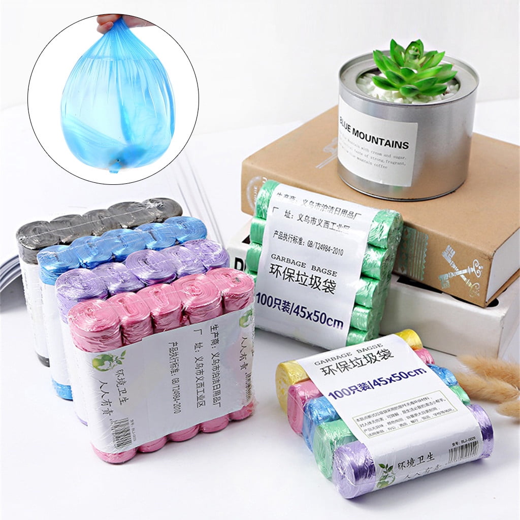 3 Gallon Small Trash Bags , 5 Rolls/100 Counts Garbage Bags for Office, Bathroom Wastebasket Waste Bin Colorful Portable Rubbish Bags(45*50CM)