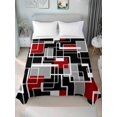thumbnail image 4 of California King Flat Sheet 108"x98", Red Black Geometric Soft Lightweight Bedding Flat Sheets Only, Modern Color Block Abstract Brushed Microfiber Top Bed Sheet, Breathable StainResistant Bedsheets, 4 of 9