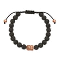 thumbnail image 2 of Diamond2Deal Stainless Steel Antiqued and Rose IP-Plated Buddha Lava Stone Black Macrame Adjustable Bracelet for Men, 2 of 5