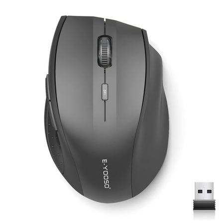 E-YOOSO Wireless Mouse Computer Mouse 18 Months Battery Life Cordless Mouse 5-Level 2400 DPI 6 Button Ergo Wireless Mice 2.4G Portable USB Wireless Mouse for Laptop Mac Chromebook PC(Black)