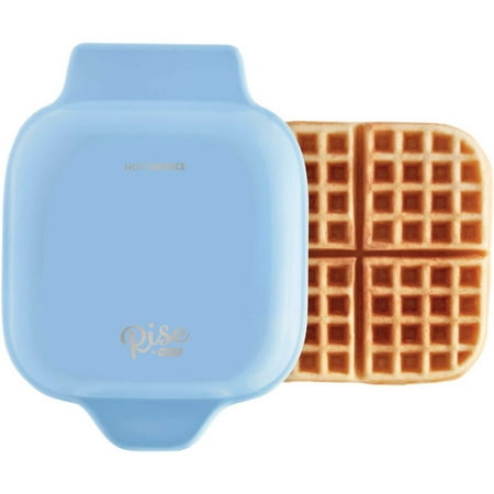 Rise by Dash 7 inch Waffle Maker  Hash Browns  Keto Chaffles with Easy to Clean  Non-Stick Surfaces  Rounded Square Waffle- Blue