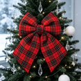 thumbnail image 5 of 1 PC Red Black White Plaid Christmas Bow, 11.81 x 9.84 Inch Wired Ribbon Bow for Tree, Wreath, Mantel, Door, Garland & Holiday Decor, 5 of 7