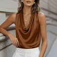 thumbnail image 2 of Satin Tank Tops for Women Dressy Sleeveless Cowl Neck Tops Elegant Satin Silk Blouse Trendy Summer Vacation Outfits Blusas De Seda Para Mujer, 2 of 9