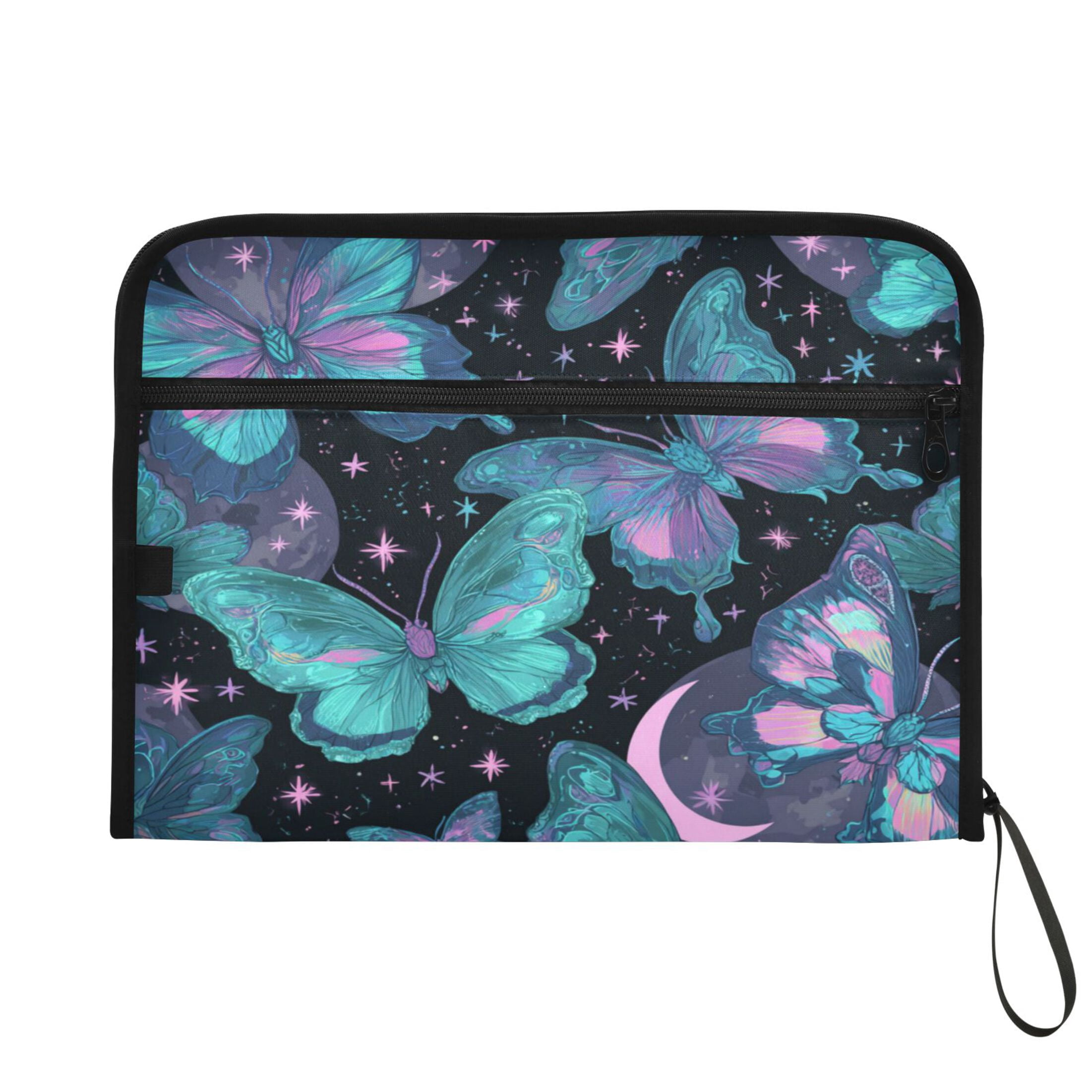 Wobogo Blue Green Butterfly Expanding File Folder Letter Size Accordion Filing Organizer 13 Pocket Separate Organ Pocket