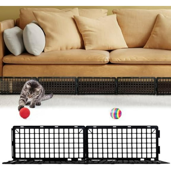 12 Pcs Under Couch Blocker, Under Bed Blocker for Pets Toys Barrier, Furniture Couch Guards for Stopping Small Items from Getting Under Couch, No Aids Required Black 14.5x6.7in