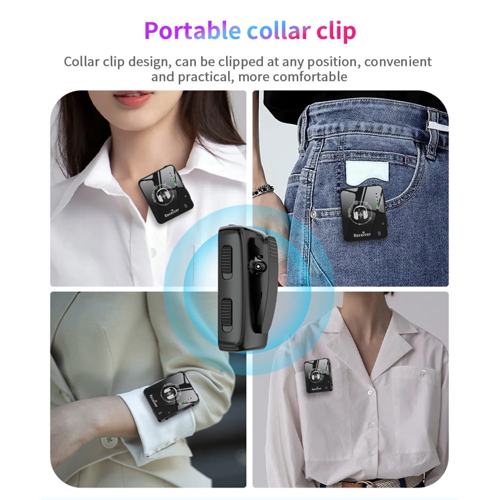 wireless monitor system 2.4G Wireless In-Ear Monitor System 282° Rotate Transmitter Portable Collar Clip Receiver Rechargeable Automatic Pairing Low Latency 131ft Effective Distance for Studio Band