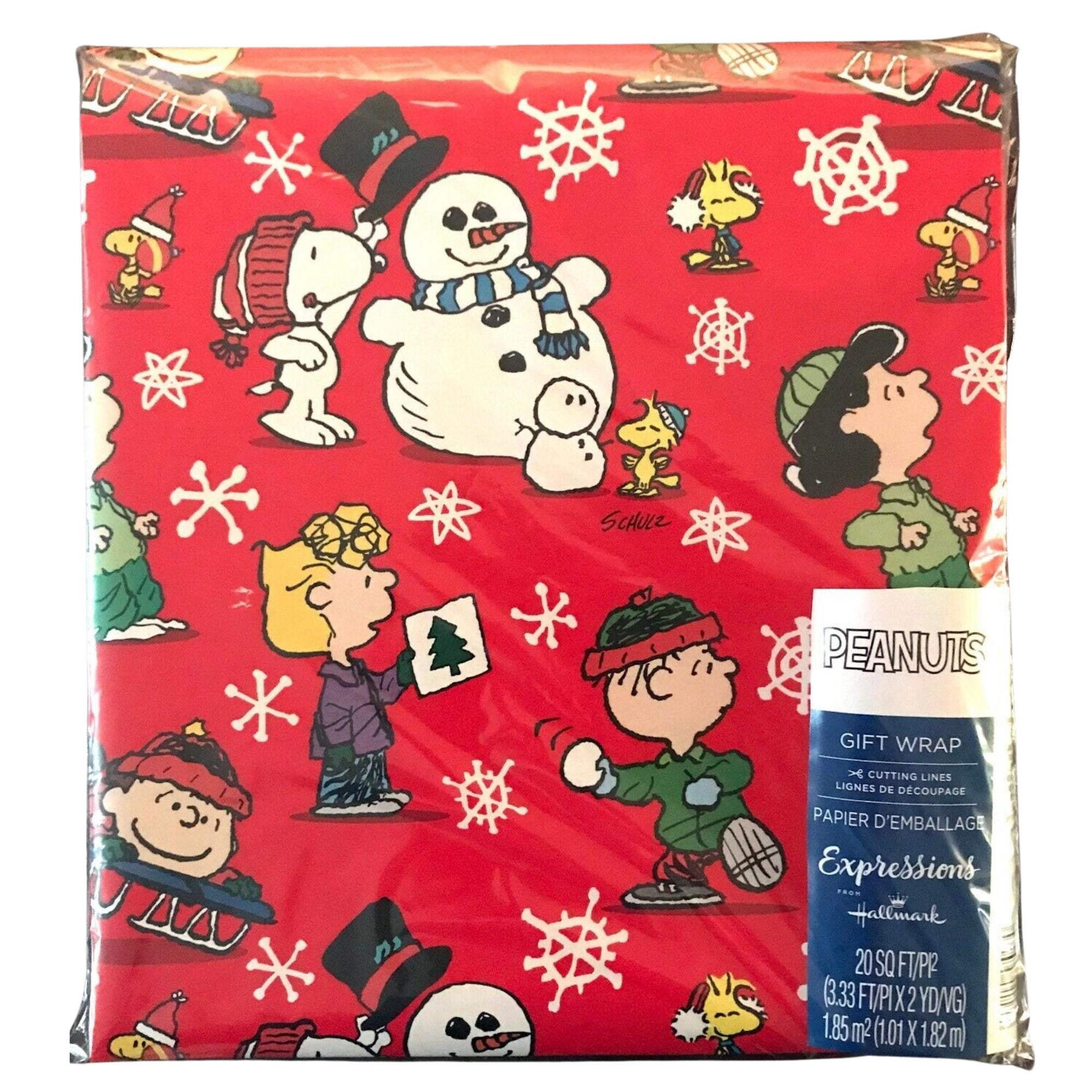 Snoopy Peanuts Red Christmas Wrapping Paper Tear Resistant Premium Gift