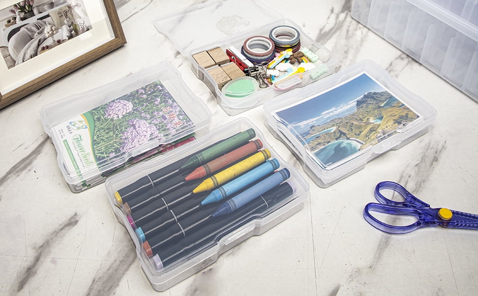 Clear Photo Organizers and Photo Storage Box with Handle, 16pcs 4x6in samll boxes inside
