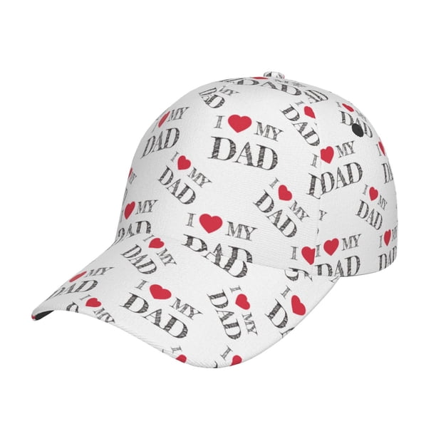 Fotbe I Love My Dad Gorro Clásico de Béisbol, Gorra Ajustable con Broche Snapback, Gorro de Exterior de Algodón Suave