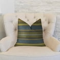 thumbnail image 2 of Plutus Chic Stripe Indigo Handmade Pillow - Dark - Blue - Olive - Green & Cream - 24 x 24 in., 2 of 3