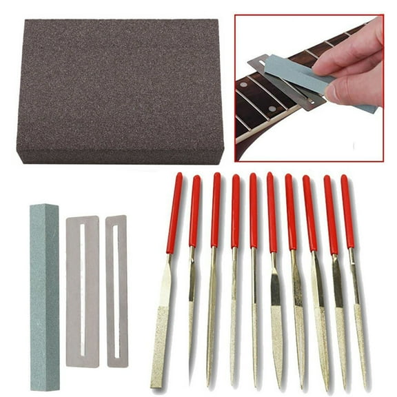 14Pcs Guitar Frets Nut Saddle Polishing Files Grinding Stone Sponge Tools Kit