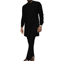 BAZINRICHE Long Sleeve African Shirts and Pants African Mens Clothes 2pcs Set Dashiki Outfits Patchwork African Attire
