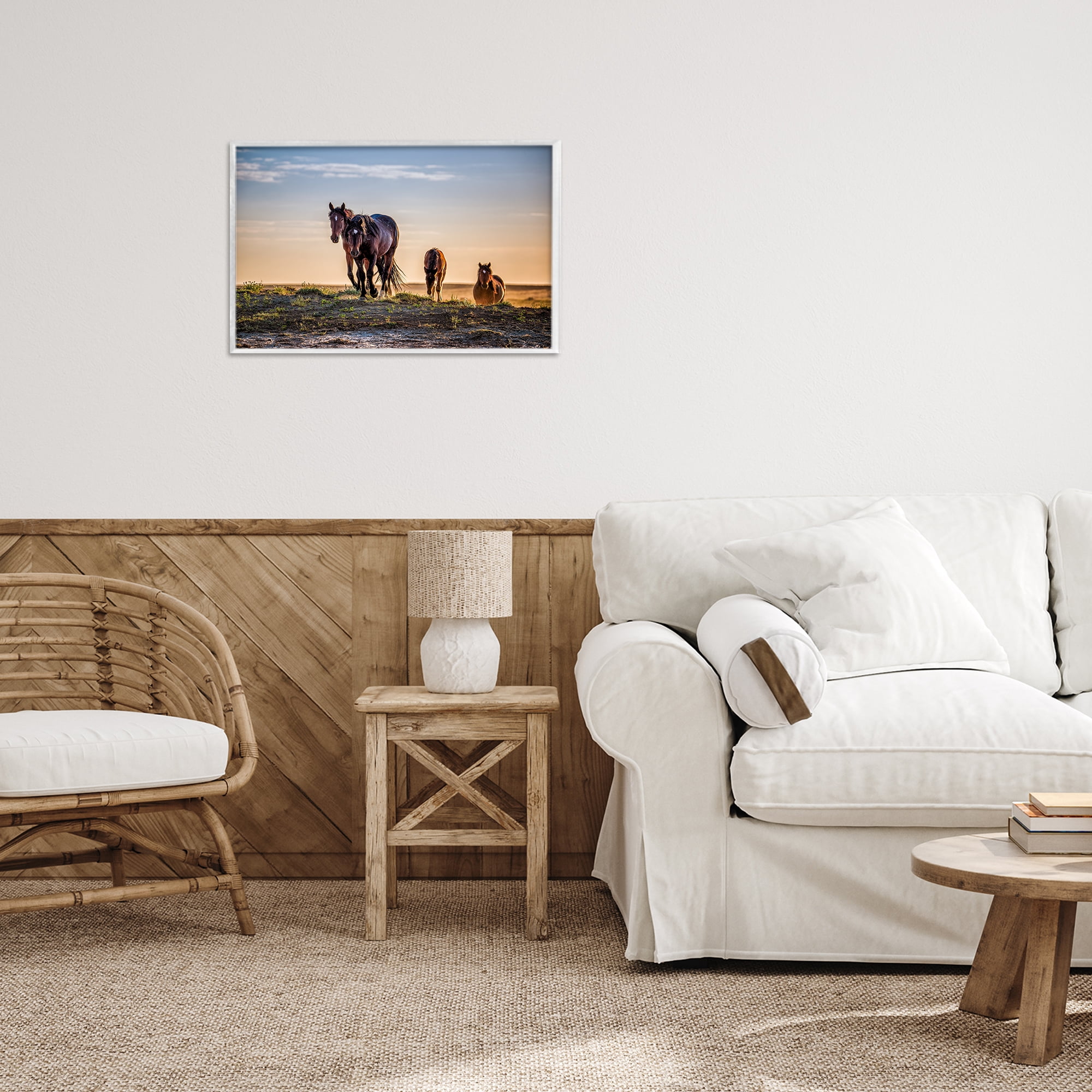 Stupell Industries Horses Coming Home White Framed Giclee Art, design by Tim West