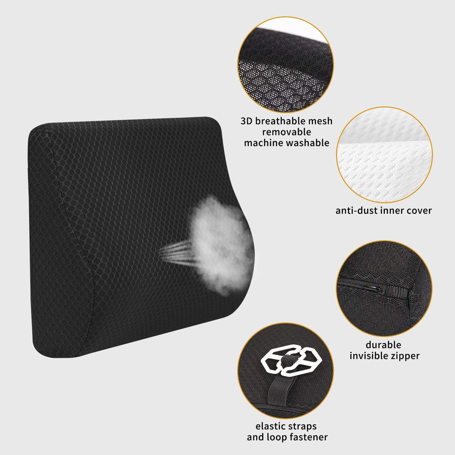 TISHIJIE Memory Foam Lumbar Support for Car Office Chair Recliner Etc. for Car Seat Beige Designed for Mid/Lower Back Pain Relief While Driving 