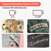 Poolin EOC05RE Home Embroidery Machine for Beginners, 4” × 9.25” Hoop, 7” Touchscreen, Perfect for Small DIY Projects