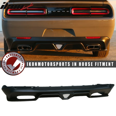 Evo Style Rear Bumper - fits 15-18 challenger sxt style rear bumper lip diffuser+led brake light black