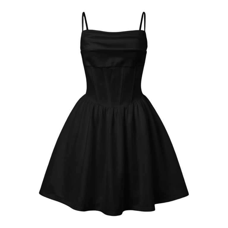 black corset chiffon flared mini dress Unir Women's Skater Dress, Spaghetti Strap Ruched Bust for Prom & Night Out, 1PC, XS-XL _icons::Ballet Body Choose your Robes:First From Left Ted Baker Sarera Candy Lace corset while a lace