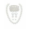 Simulated Pearl Silvertone Necklace, Bracelet and Earring Set 17"-20" BONUS: Buy the set, get the matching drop earrings FREE!