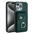 thumbnail image 7 of ELEHOLD for iPhone 13 Pro Wallet Case PU Leather Organ Card Slots Holders Magnetic Button Finger Ring Holder Stand Shockproof Full Protective Case,green, 7 of 7