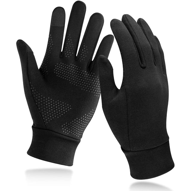 Guantes ligeros para correr, guantes antideslizantes con pantalla, forros cálidos para ciclismo, ciclismo, conducción deportiva, para hombres y mujeres, negro,XL