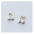 thumbnail image 2 of Pendientes de perlas de concha de cereza dorada, pendientes de niña dulce para mujer, pendientes de fruta pequeña a la moda, oro ZefeiWu 9024715100719, 2 of 3