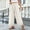 Beige, variant on Hulanddfd Women's Pants Solid Color Elastic Waist Straight Ankle Pants with Lace Trim Pink Size XL