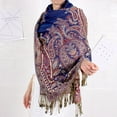 thumbnail image 3 of Ladies Ethnic Pashmina Winter Bohemian Travel Scarves Women Scarf Cashew Jacquard Scarf Long Soft Shawls PURPLE, 3 of 7