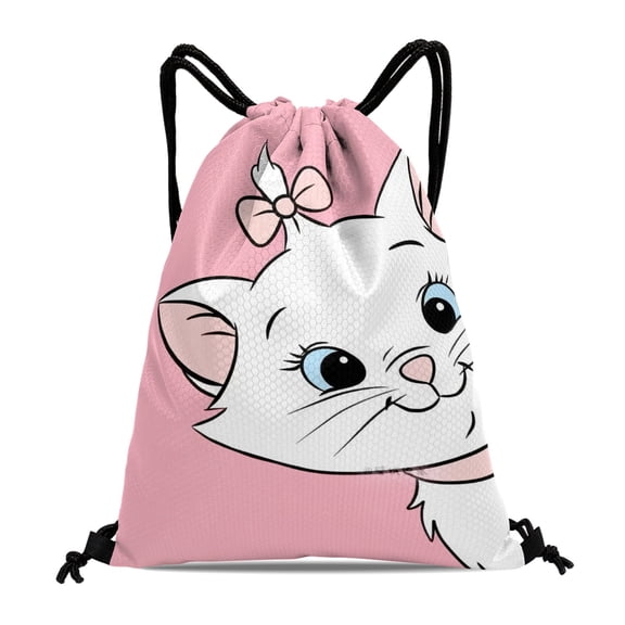 Drawstring Backpack for Marie Cat Party Favor Bags Sackpack Adults Women Men Sports for Gym Travel Swimming Hiking Camping Tote Bag 11.8 × 15.7 in