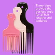 Conair Lift & Define Detangling Hair Pick Combs, 3-Pack with Small, Medium, Large