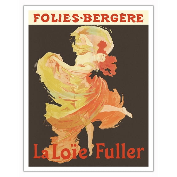 Folies-Bergère Paris - with American Dancer Loïe Fuller - Vintage Cabaret Casino Poster by Jules Cheret c.1900 - Fine Art Matte Paper Print (Unframed) 11x14in