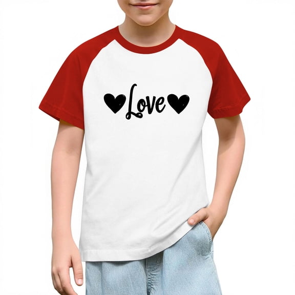 KyCheLot Short Sleeve Shirt for Boys Girls Print Stretchy Lightweight Crewneck T Shirts Valentines Day 3-14 Years