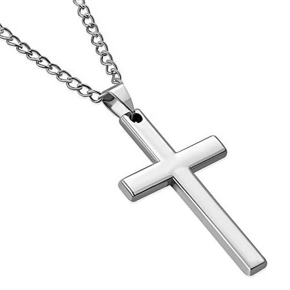 My Daily Styles - Cross Necklace – Catholic Cross Chain – Unisex Stainless Steel Pendant 24″ Chain