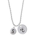 thumbnail image 1 of Delight Jewelry Silvertone Capital Letter - S - Pebble Disc - Silvertone Script Initial Disc - E - Charm Necklace, 20"+3", 1 of 4