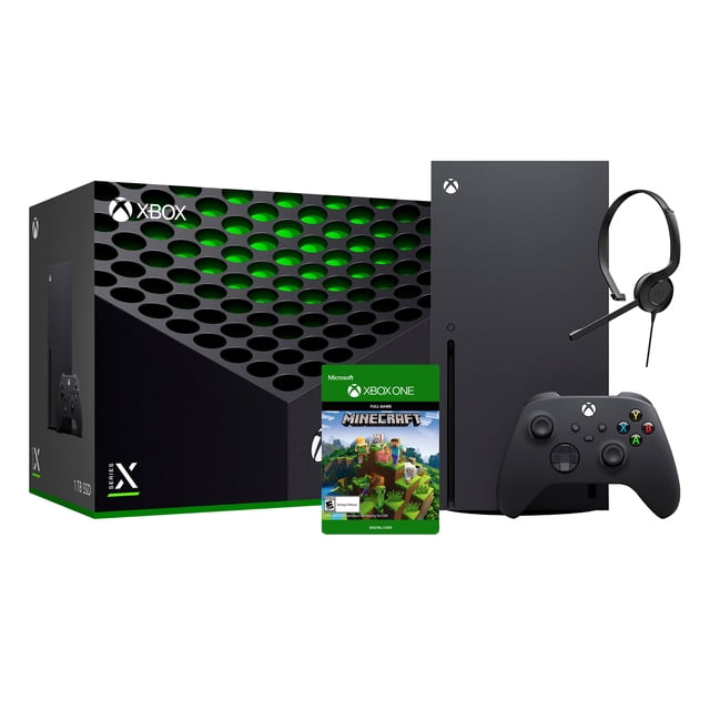Ensemble Console de Jeu X 2020 le Plus Récent - Console Xbox Noire 1TB SSD et Manette Sans Fil avec Jeu Complet Minecraft et Casque de Clavardage Xbox