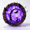 thumbnail image 5 of suore Halloween Wreaths for Front Door, Halloween Lighted Wreath with Bat and Cat Decor, LED Purple Lights Battery Operated, Front Door Porch Wreath Decorations for Holiday Party, 5 of 5